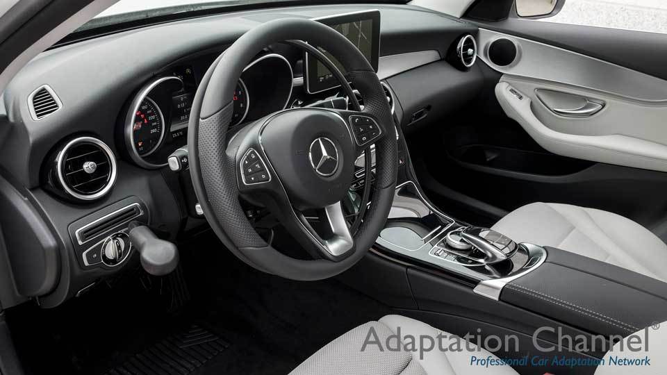 福祉車両改造事例 メルセデスベンツ Cクラス 手動運転装置 アクセルリング ブレーキレバー 福祉車両 介護車両改造のオフィス清水